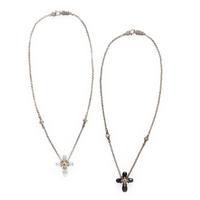 Konstantino, Two Sterling Silver and Crystal 'Pythia' Cross Pendant Necklaces