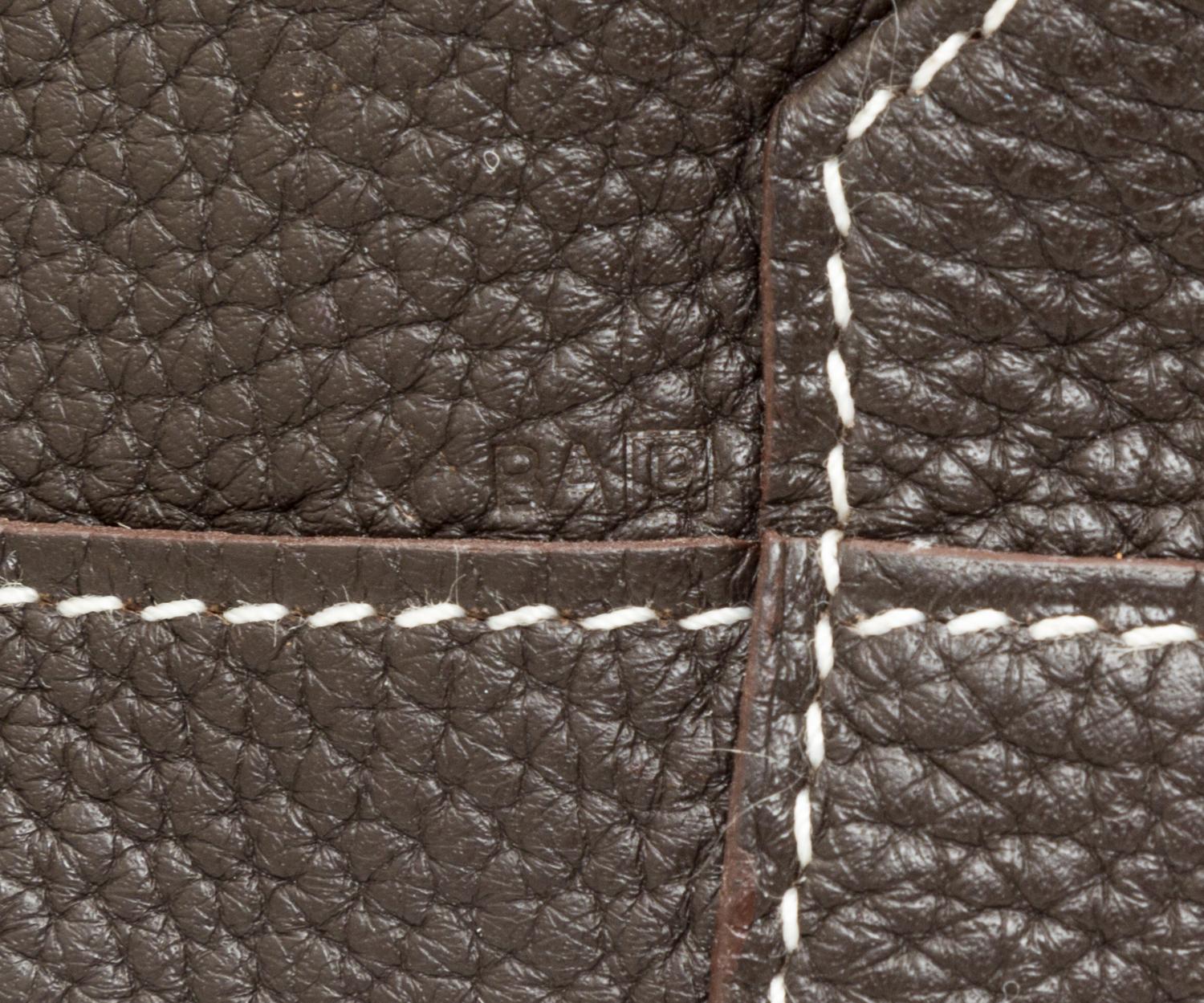An Hermes Etoupe/Dark Brown 45cm Taurillon Clemence Double Sens Tote, 17.5" x 15.5" x 5".