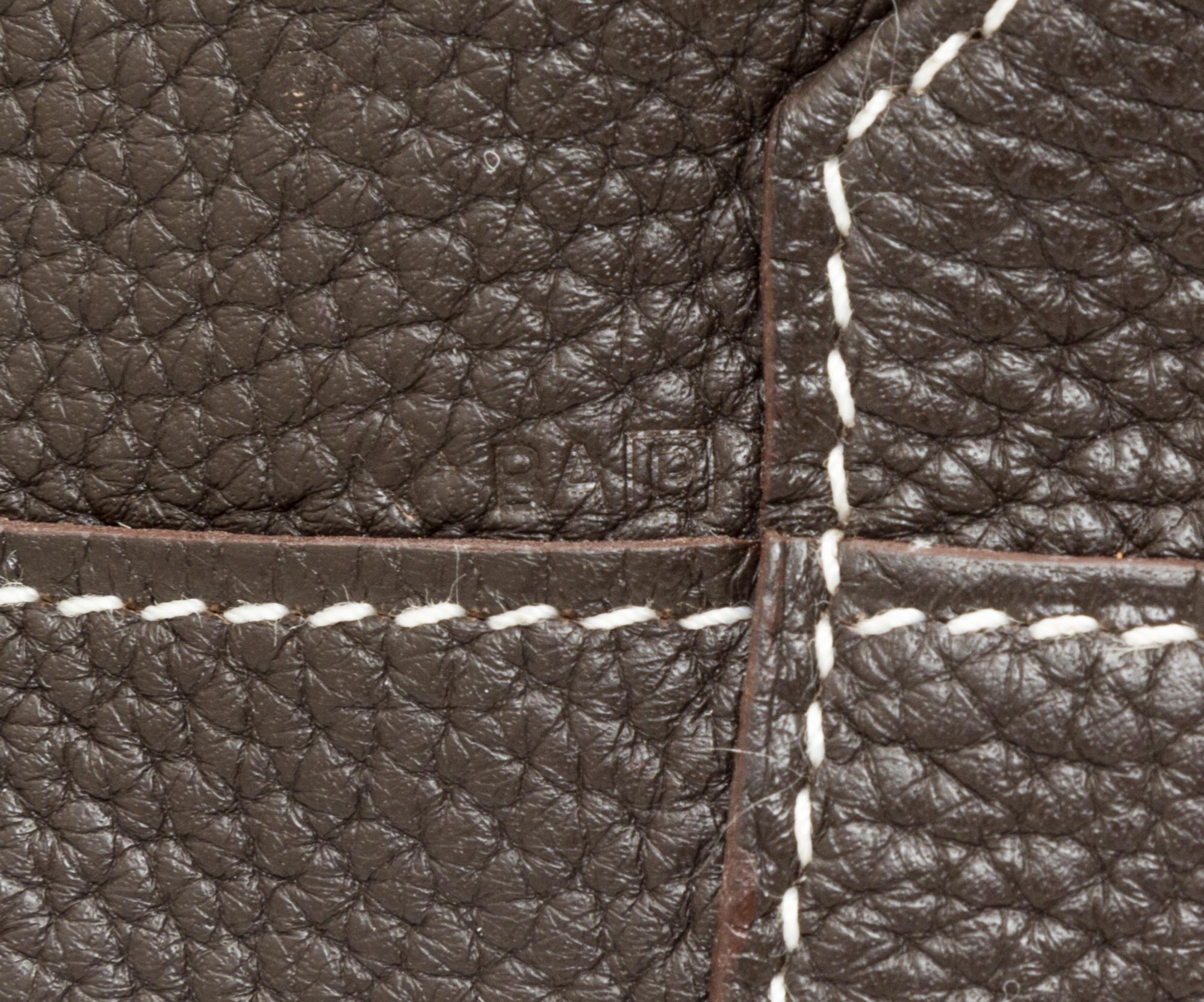 An Hermes Etoupe/Dark Brown 45cm Taurillon Clemence Double Sens Tote, 17.5" x 15.5" x 5".