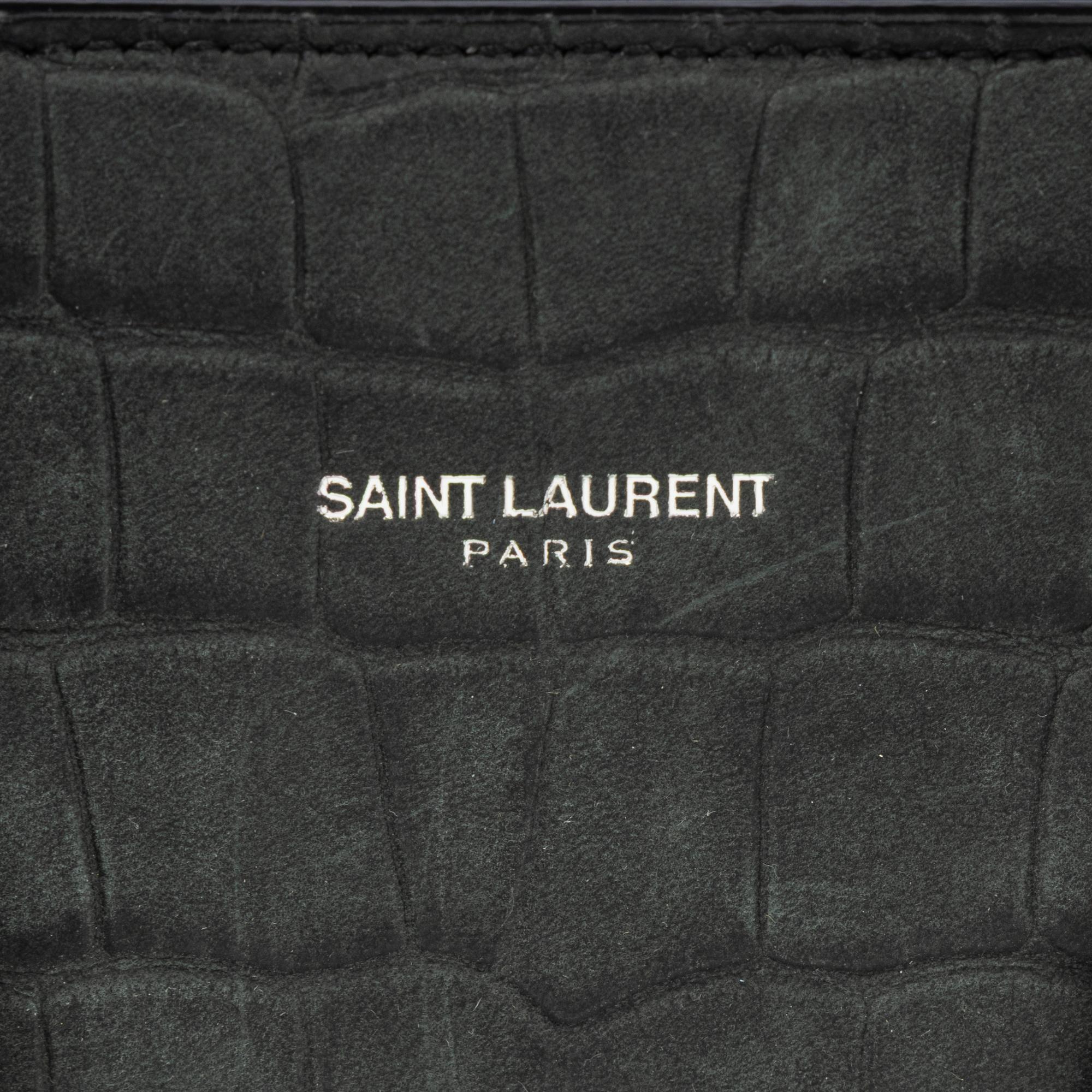 SAINT LAURENT, SAC DU JOUR IN CROC-EFFECT SUEDED LEATHER