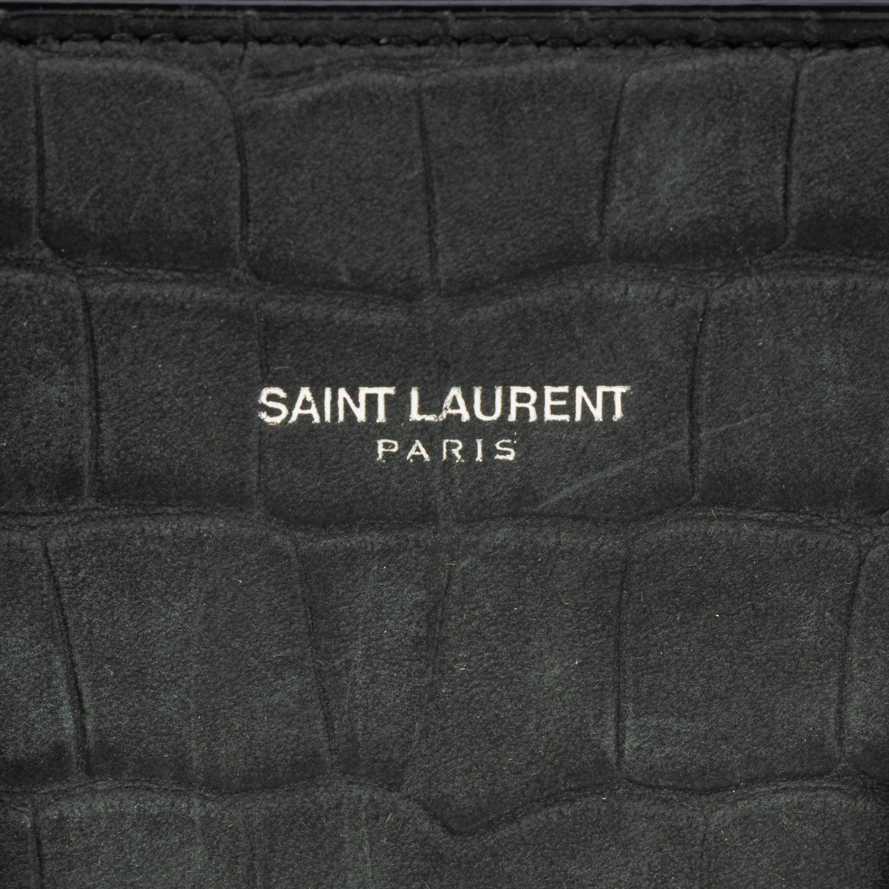 SAINT LAURENT, SAC DU JOUR IN CROC-EFFECT SUEDED LEATHER