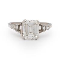 EMERALD CUT DIAMOND AND PLATINUM RING