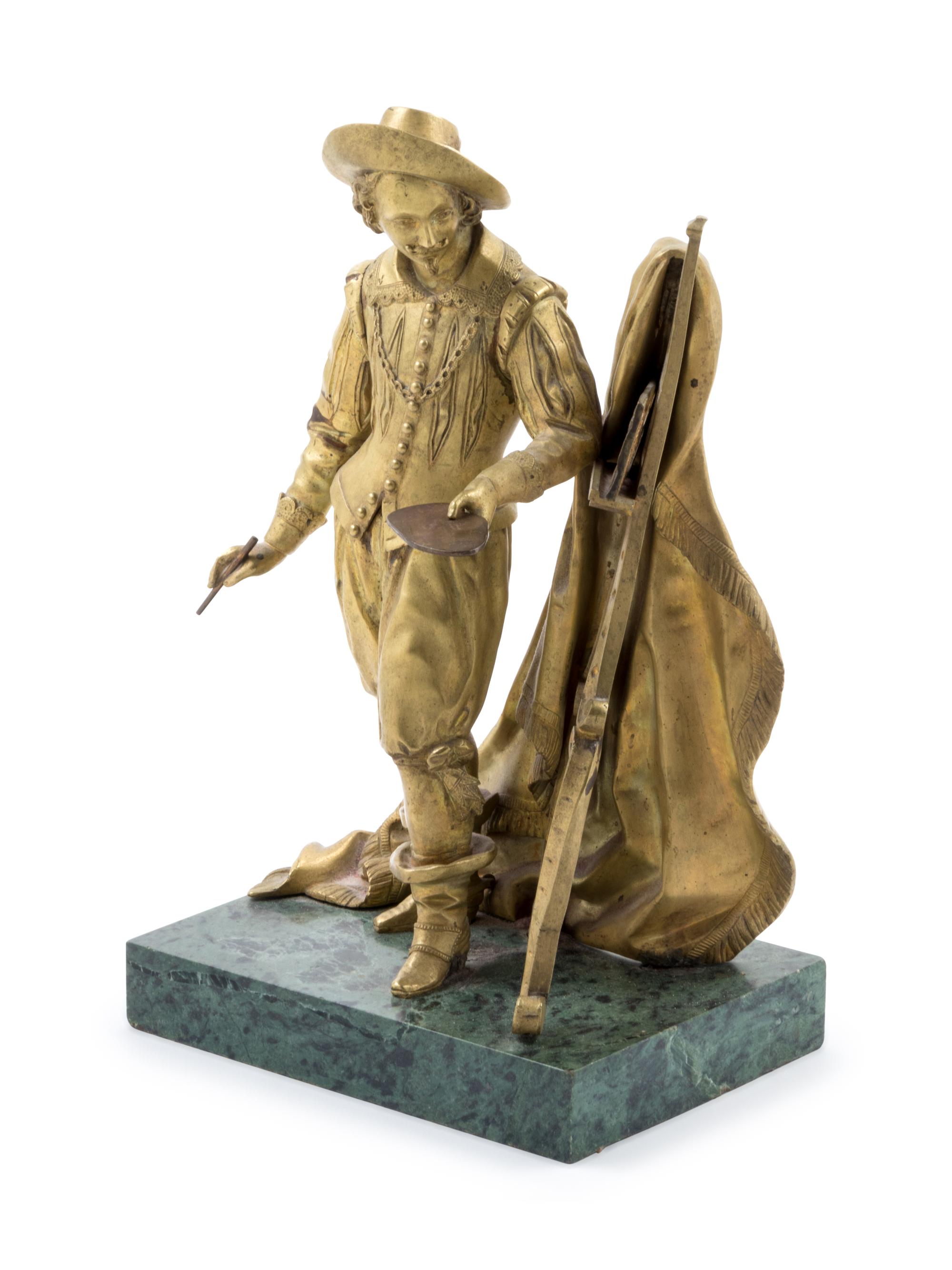 A Continental Gilt Bronze Figure of an Artist at His Easel