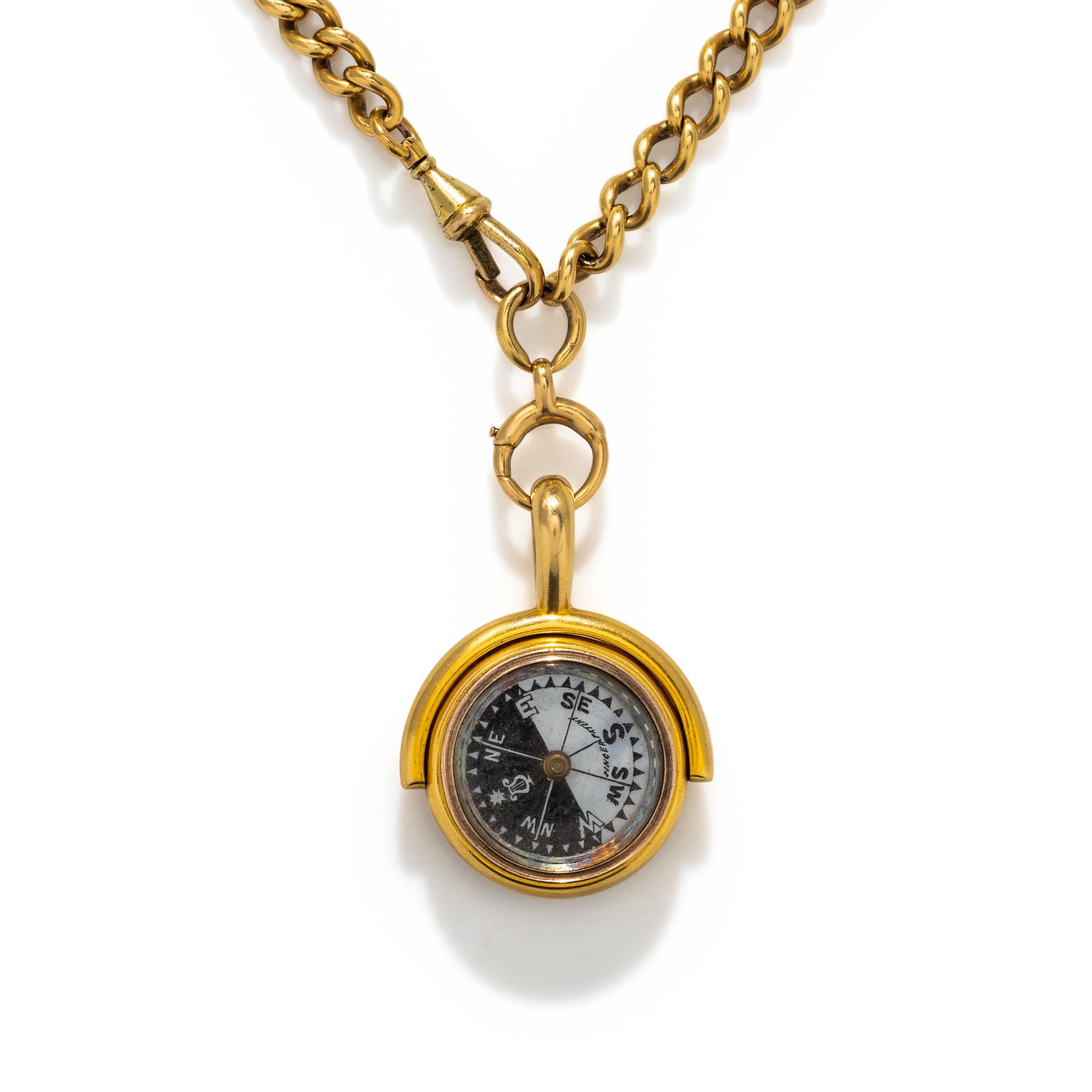 YELLOW GOLD WATCH CHAIN WITH FOB
