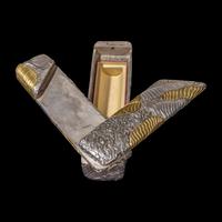 A Chinese Parcel-Gilt Silver Repoussé 'Plantain Leaves' Rectangular Scroll Box, Incised Qianlong Mark 清乾隆乙卯（1796）銀鎏金鏨蕉葉紋手卷機關盒