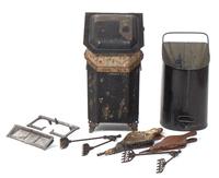 A Victorian Coal Hod and Tools Height of first 23 3/4 inches.