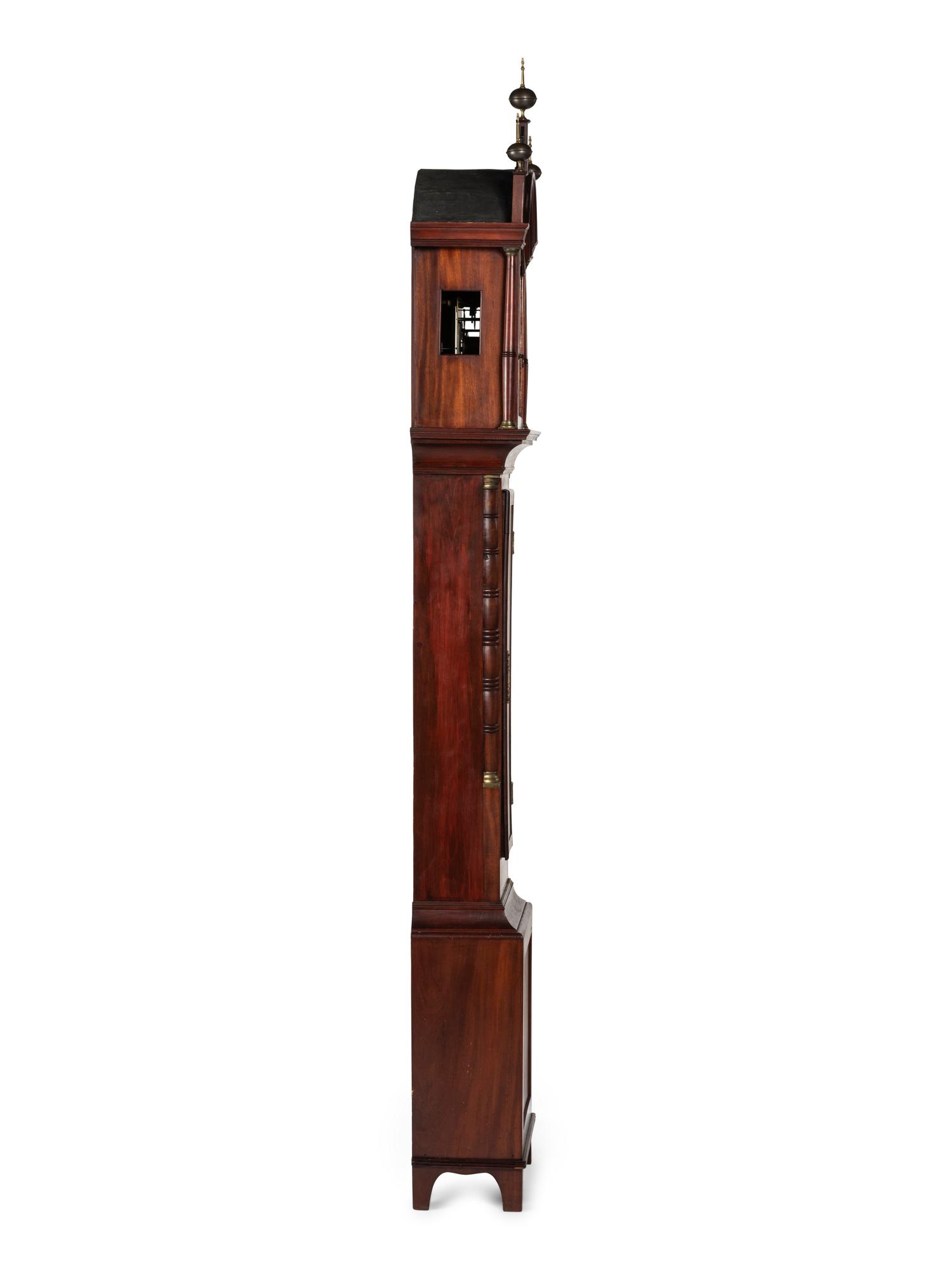 A Federal Inlaid Mahogany Tall Case Clock With Works by Frederick Wingate, Augusta, Maine
