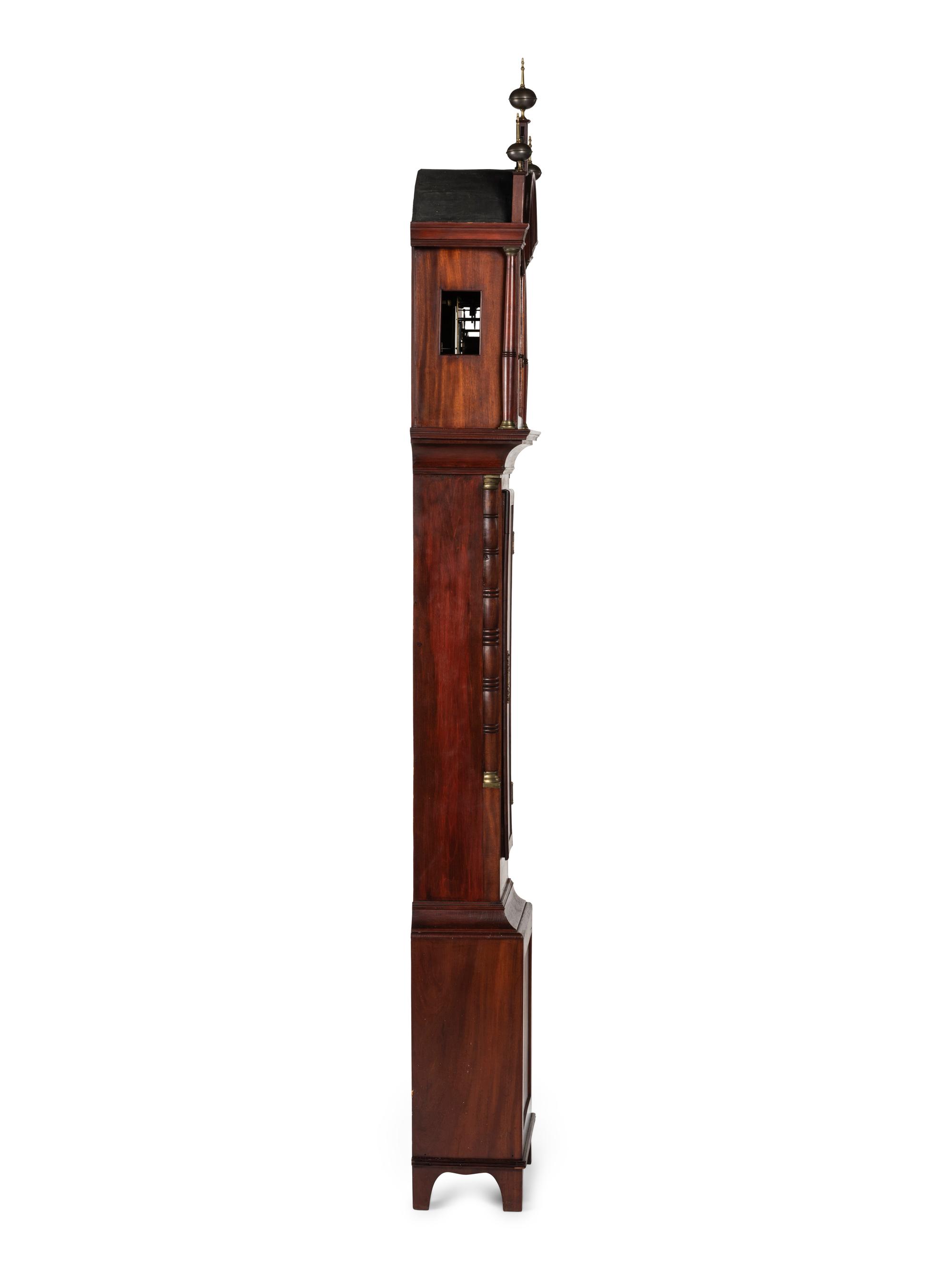 A Federal Inlaid Mahogany Tall Case Clock With Works by Frederick Wingate, Augusta, Maine