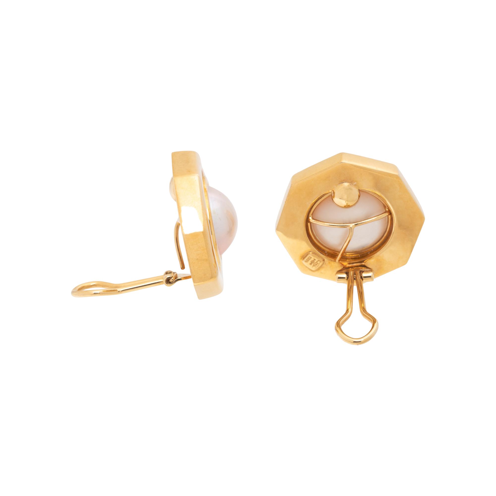CRAIG DRAKE, CULTURED MABÉ PEARL CLIP EARRINGS