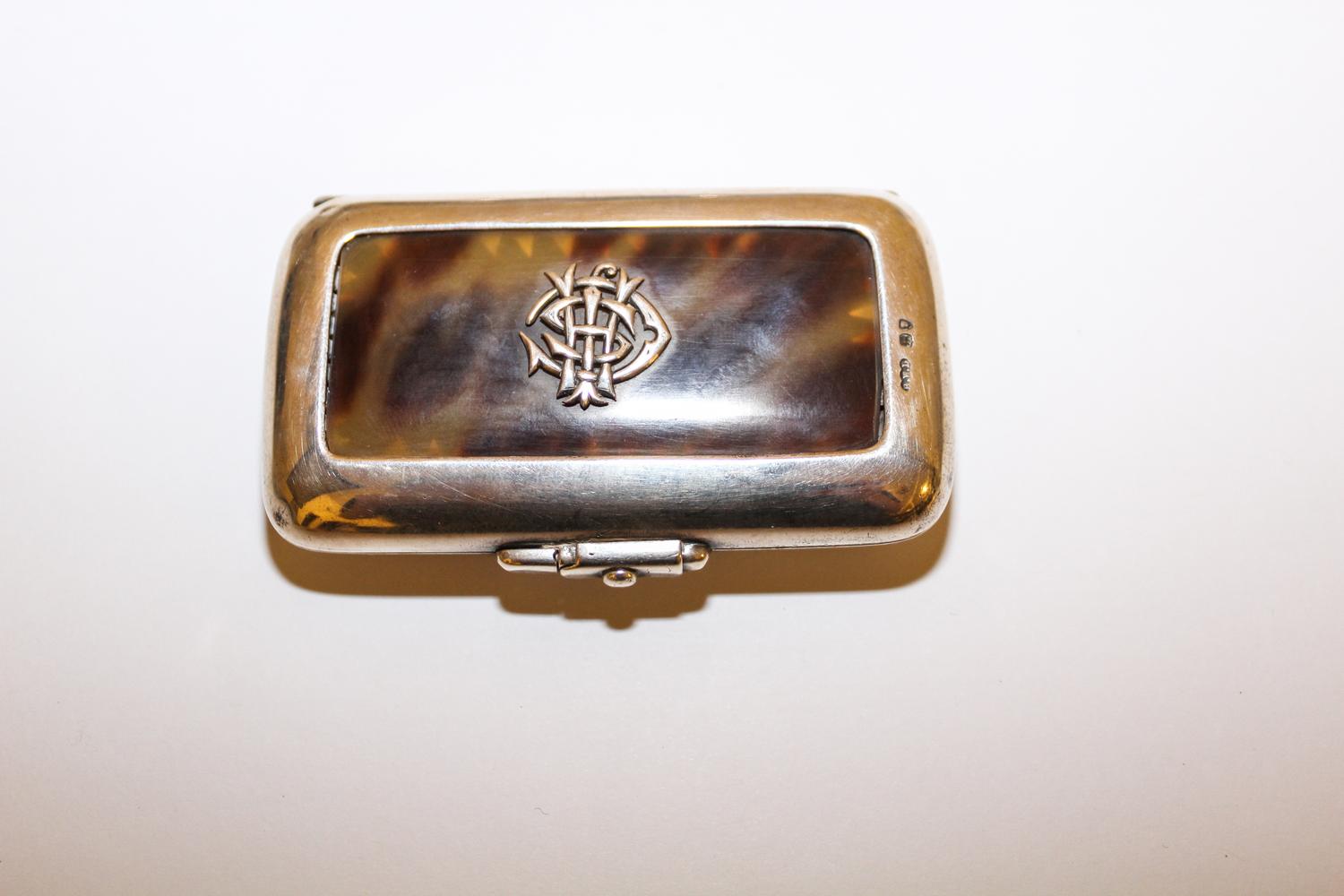 A Victorian Silver and Simulated Tortoise Shell Case, Henry William Dee, London, 1863, the lid with an applied monogram.