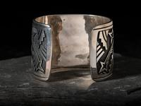 Silver Overlay Man-in-the-Maze and Star Cuff Bracelet