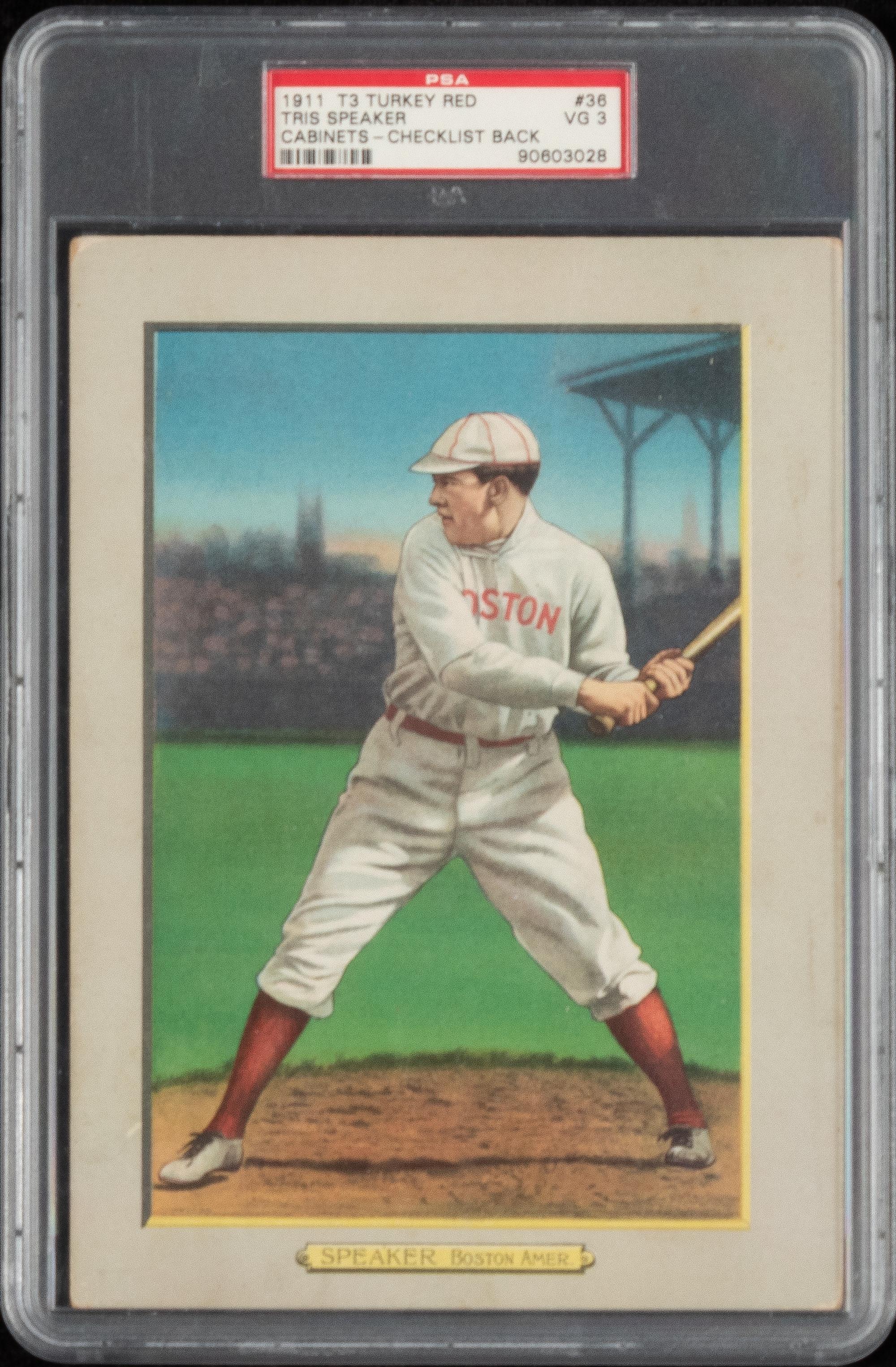 A 1911 T3 Turkey Red Cabinets Tris Speaker Baseball Card (PSA 3 VG) Checklist Back