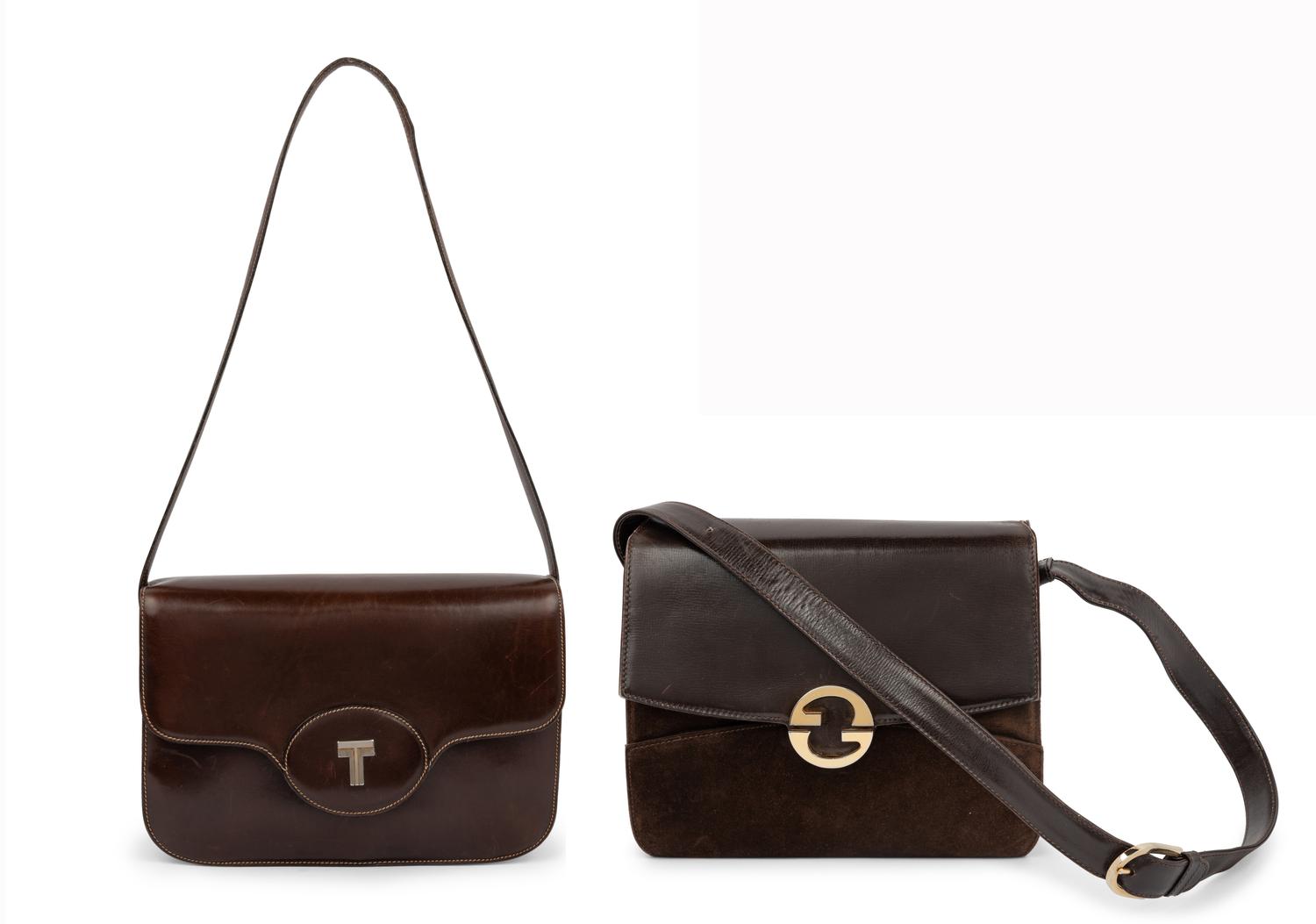 Two Leather Bags: Gucci, A. Testoni, 1970-80s