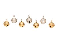 A Collection of 14 Karat Yellow Gold and Sterling Silver Jingle Bells,