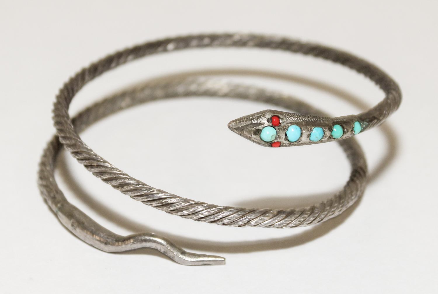 An Egyptian Silver Bracelet Diameter of exterior 2 3/4 inches.