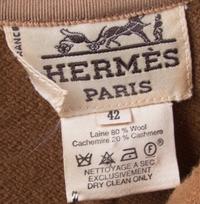 An Hermes Tan Wool Hooded Coat, Size 42.