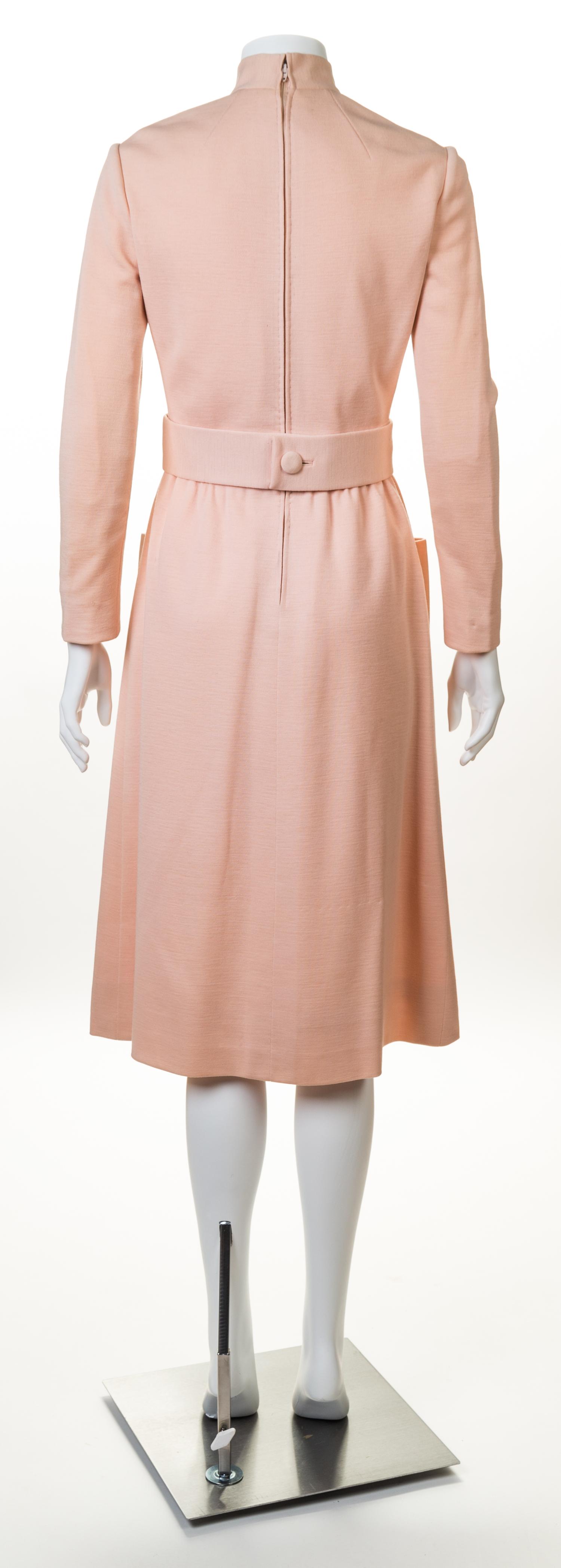 A Norman Norell Pale Pink Wool Dress, No size.