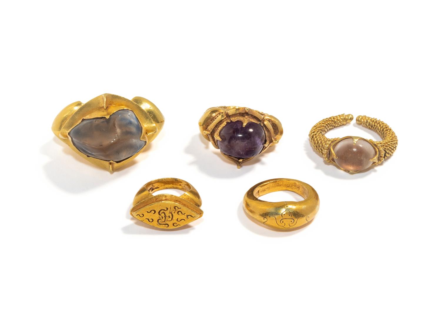 Five Javanese Gold Finger Rings
