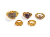 Five Javanese Gold Finger Rings