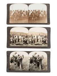 [NATIVE AMERICANS] 5 stereoviews, feat. image of noted Sioux Chiefs incl. Rain-in-the-Face and Gall