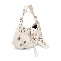 BALENCIAGA, WHITE CROC 'LE CAGOLE' BAG