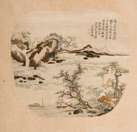 A Chinese Canton Style Embroidered 'Landscape' Hanging Scroll by Pan Qiuyun, 19th Century 清晚期 潘秋雲款粵繡王翬筆意山水軸