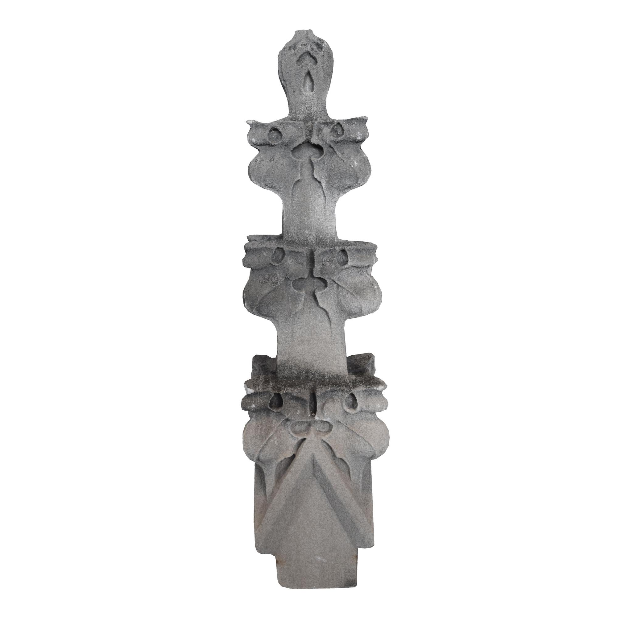 A set of Six Carved Stone Finials 7" W x 7" D x 28" H — United States, Early 20th Century
