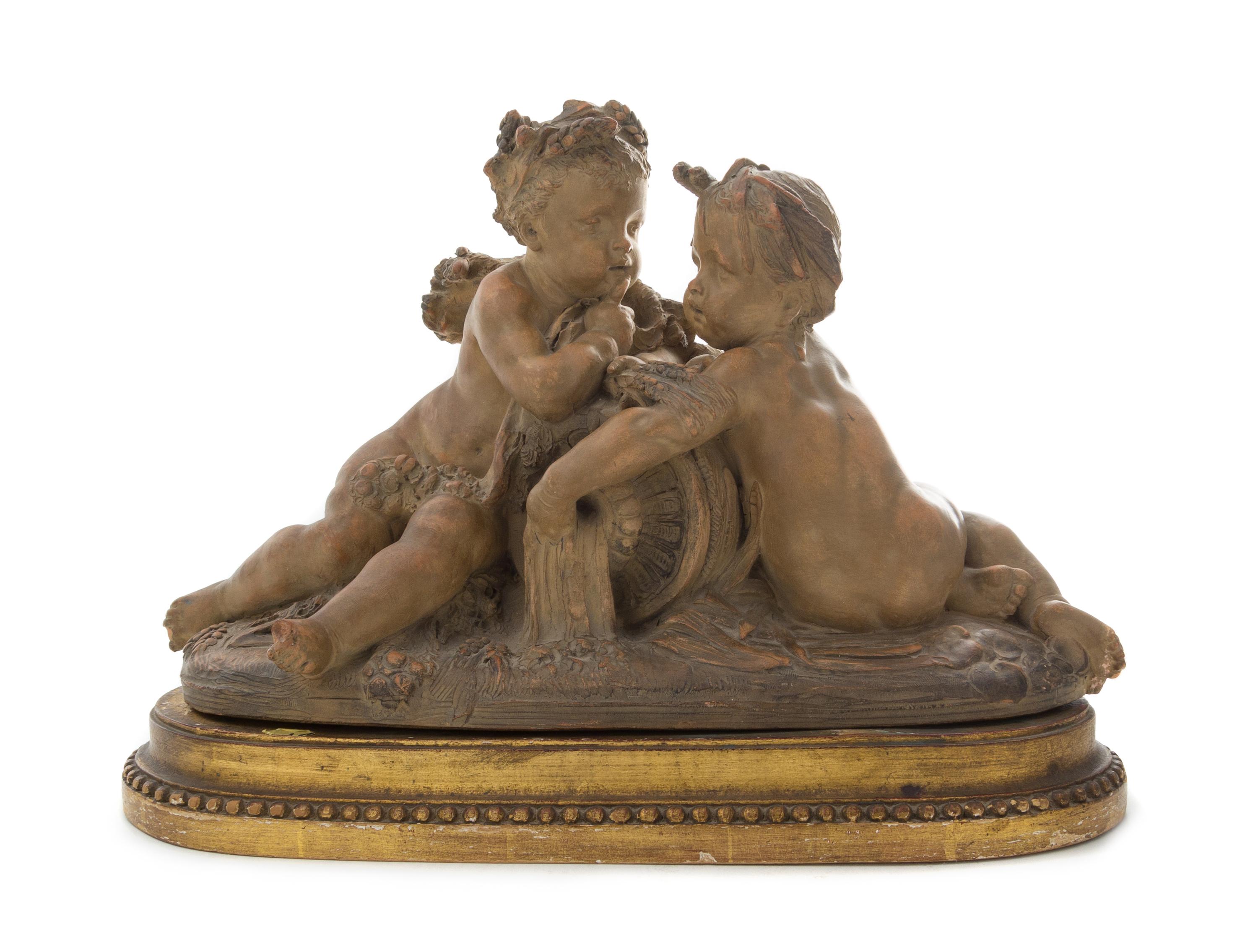 A French Terra Cotta Figural Group Width 16 3/4 inches. — ALBERT-ERNEST CARRIER-BELLEUSE (1824-1887)