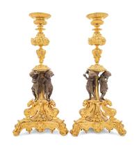 A Pair of French Bronze Candlesticks