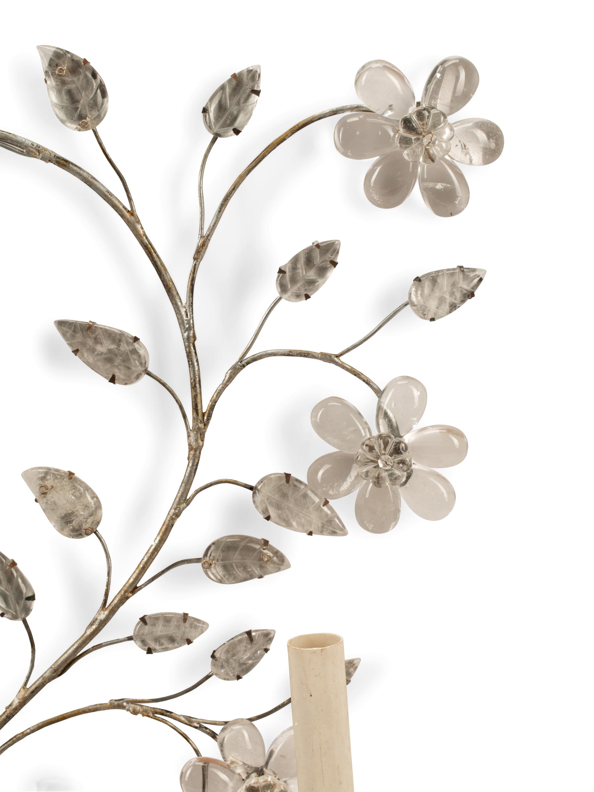 A Pair of Rock Crystal Sconces in the Style of Maison Baguès