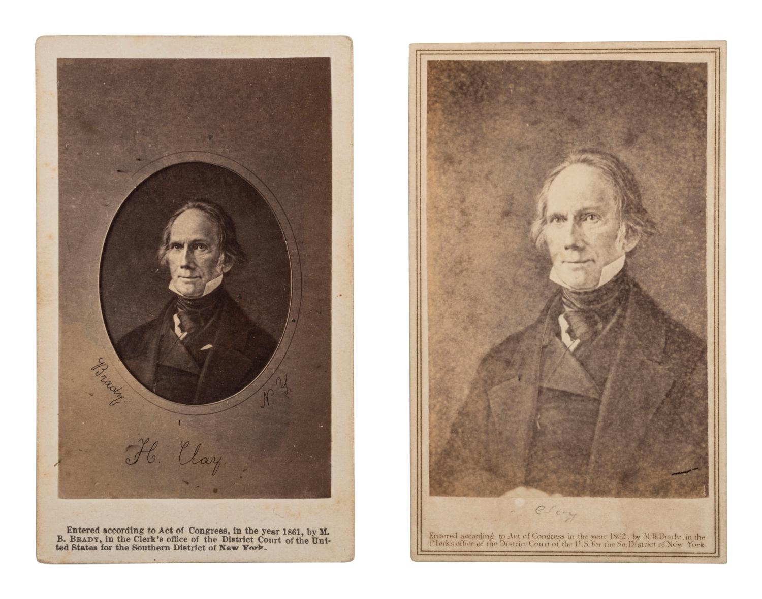 [CLAY, Henry (1777-1852) & WEBSTER, Daniel (1782-1852)]. Group of CDVs featuring the Whig statesmen.
