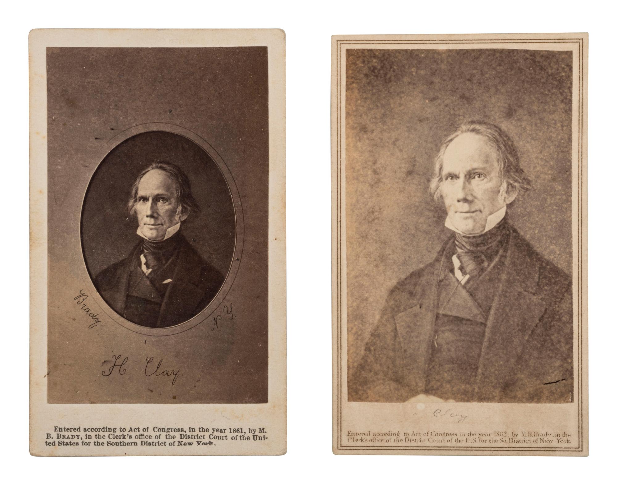 [CLAY, Henry (1777-1852) & WEBSTER, Daniel (1782-1852)]. Group of CDVs featuring the Whig statesmen.