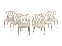 A Dennis and Leen Painted and Parcel-Gilt Dining Suite