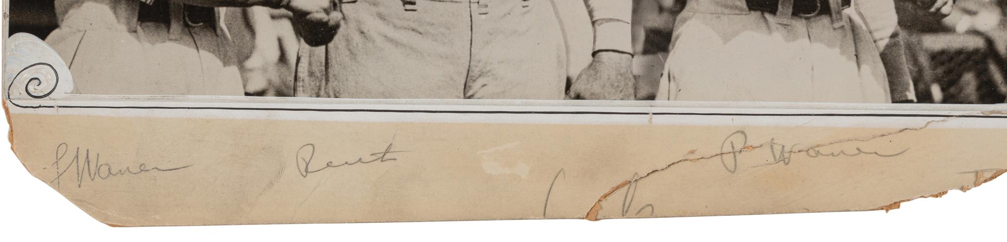 A Stunning 1927 World Series Lloyd Waner, Babe Ruth, Paul Waner and Lou Gehrig Type Three International Newsreel Photograph Published in Chicago American (PSA Authenticated)