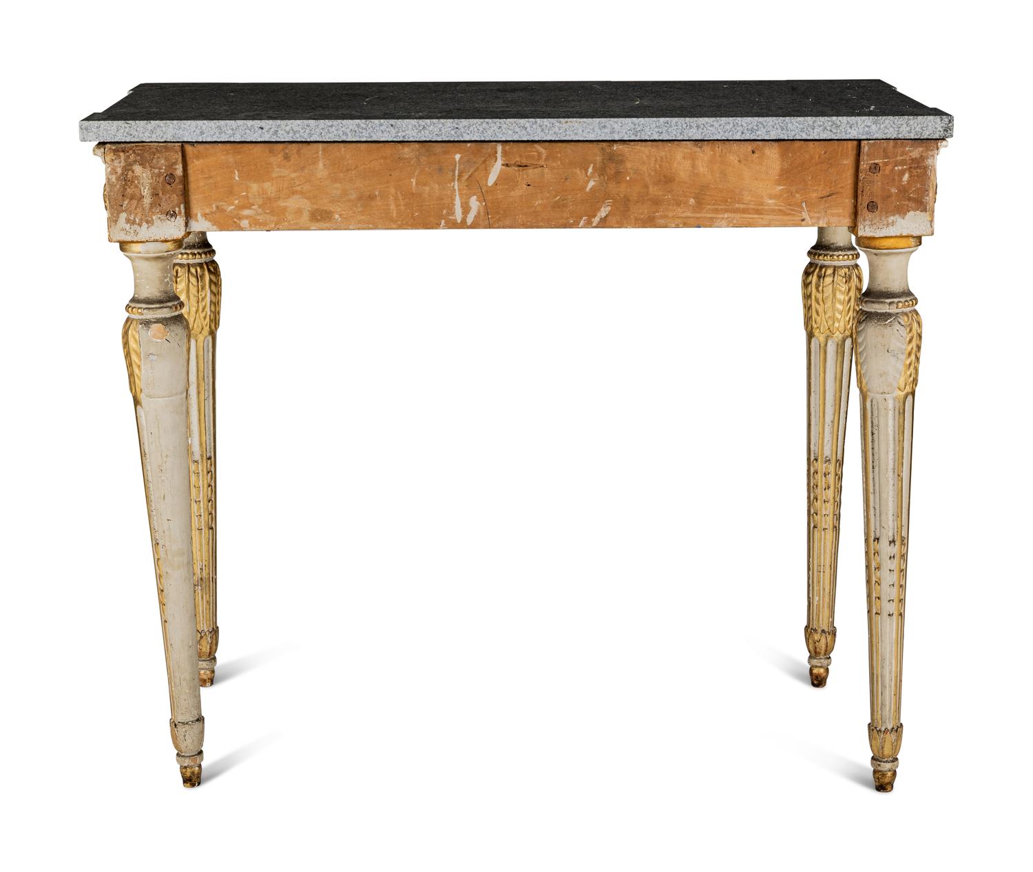 A Pair of North European Neoclassical Gilt and Cream-Painted Console Tables