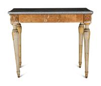 A Pair of North European Neoclassical Gilt and Cream-Painted Console Tables