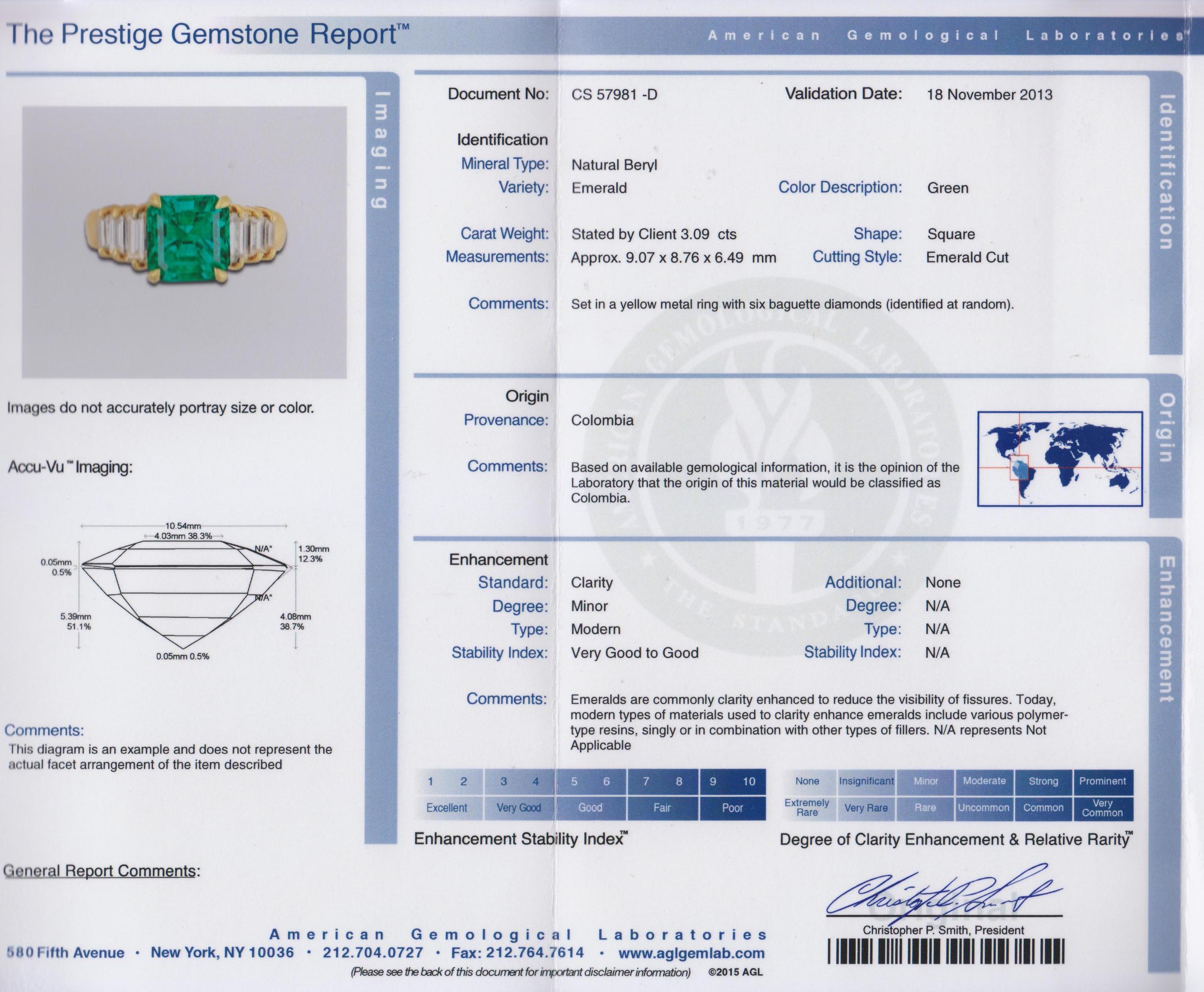 An 18 Karat Yellow Gold, Emerald and Diamond Ring, 6.70 dwts.