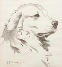 Four Works of Art depicting Great Pyrenees Largest: 14 7/8 x 20 1/2 inches.