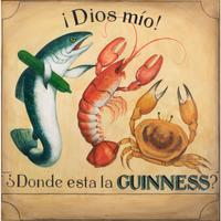 A Spanish Guinness Painted Seafood Restaurant Advertising Sign