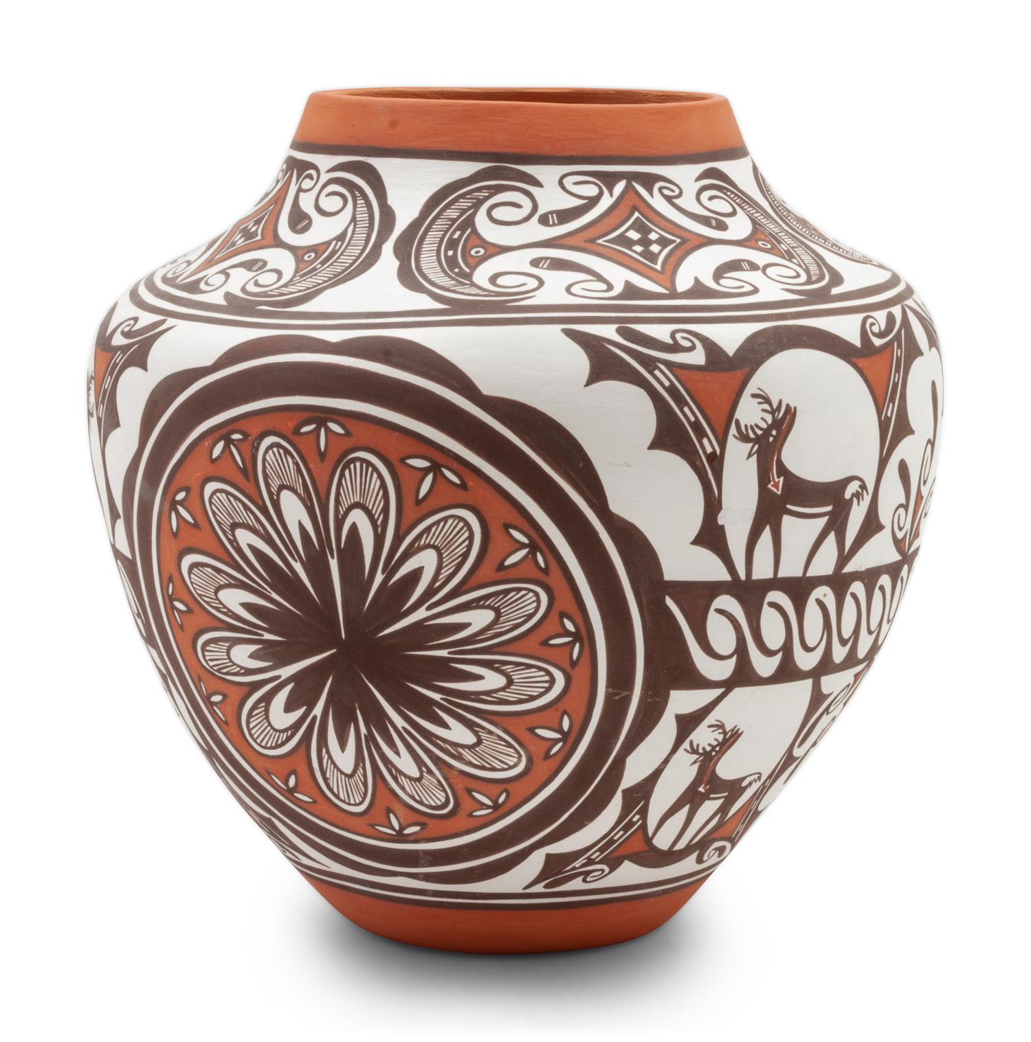 Zuni Polychrome Vase, with deer and flowers