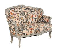 A Louis XV Style Gray-Painted Settee