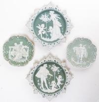 A Group of Four Jasperware Articles Width of largest 7 1/8 inches.