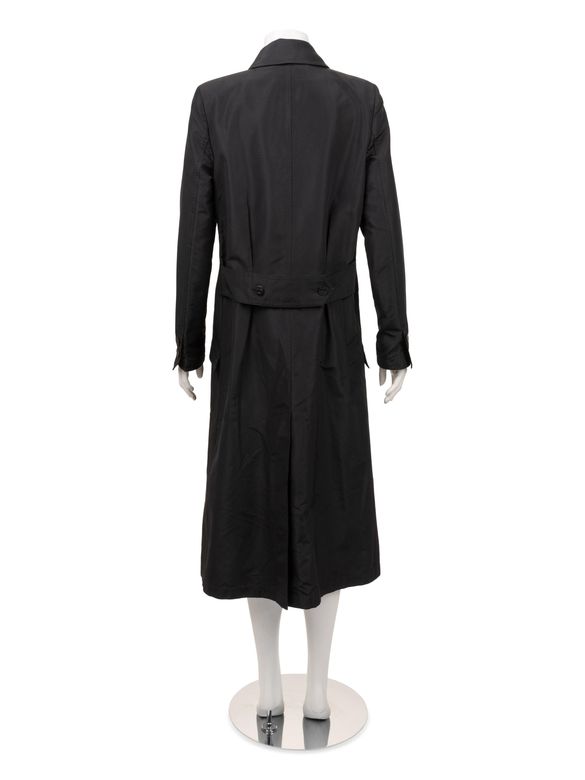Chanel Double-Breasted Taffeta Coat with Camellia Pins