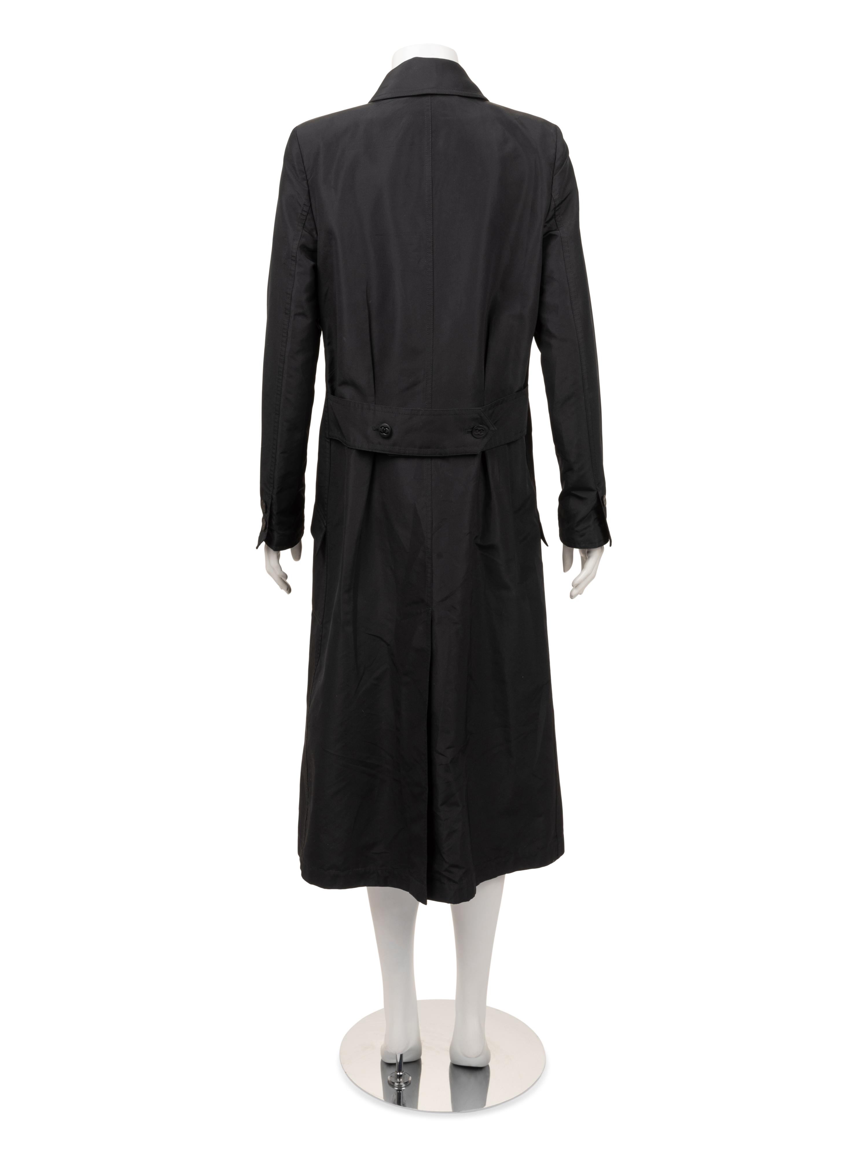 Chanel Double-Breasted Taffeta Coat with Camellia Pins