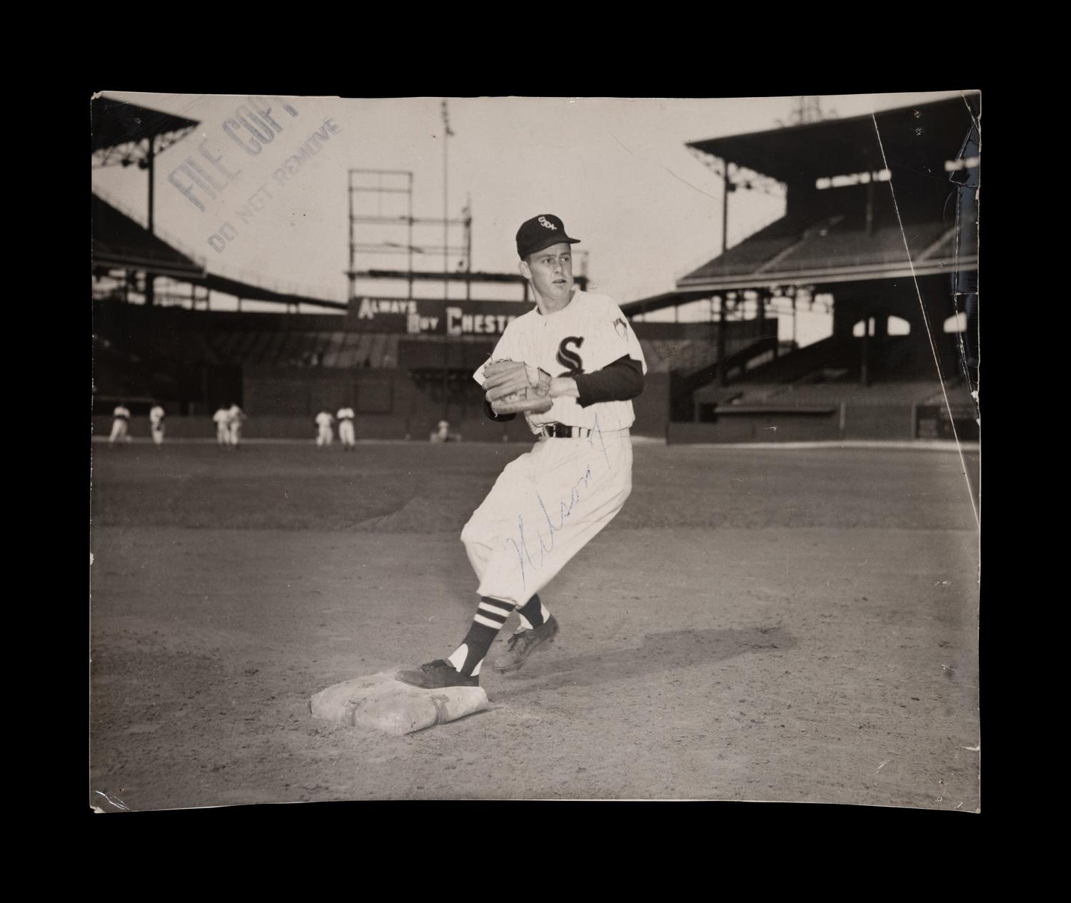 A Group of 1950s Comiskey Park Chicago White Sox Signed Type One Photographs and Ephemera Including Nellie Fox Signed Photograph,