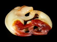 A Yellow and Russet Jade Carving of Double Badger
