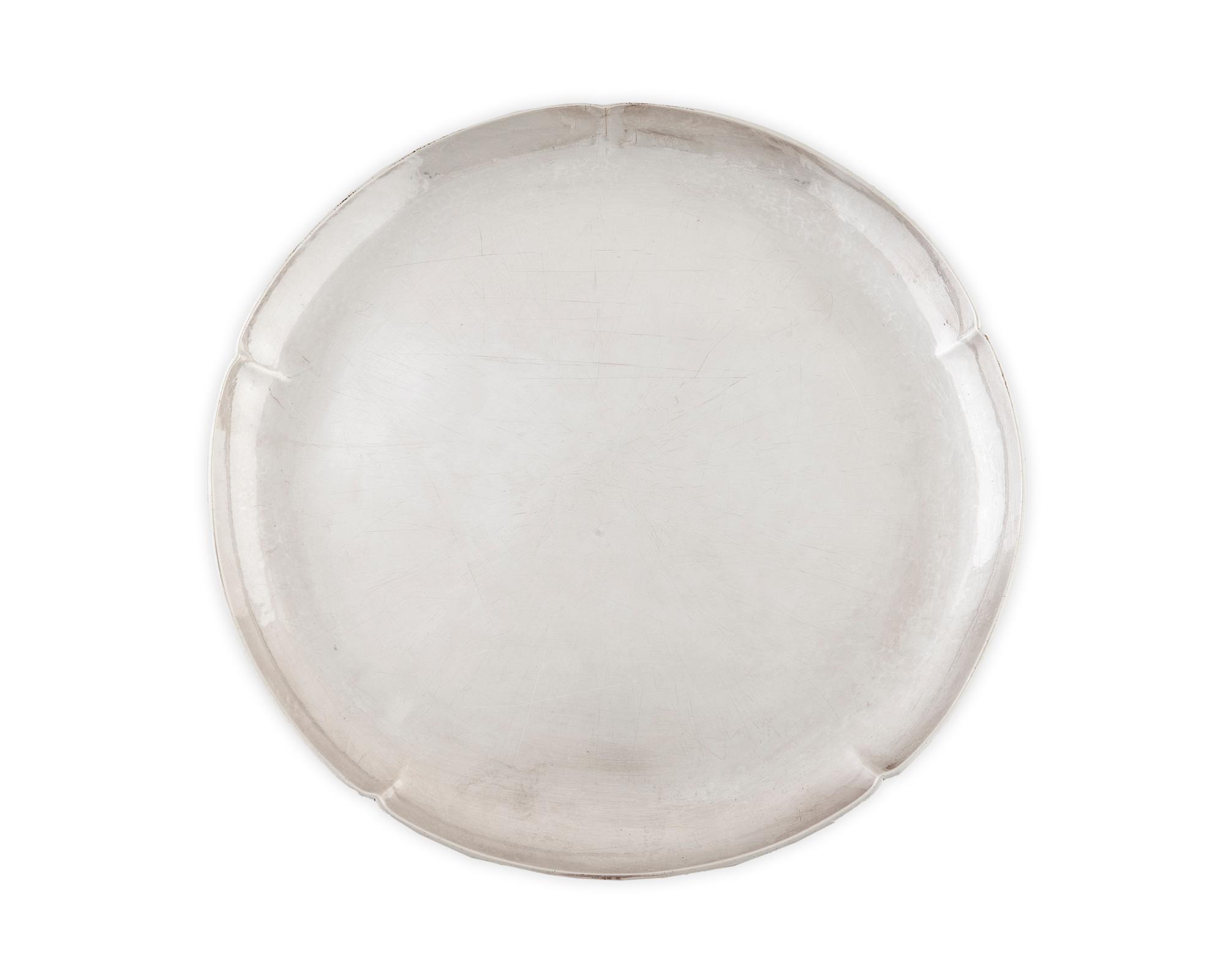 An American Art Deco Hand Wrought Silver Circular Tray