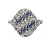 A Vintage Platinum, Diamond and Sapphire Ring, 3.10 dwts.