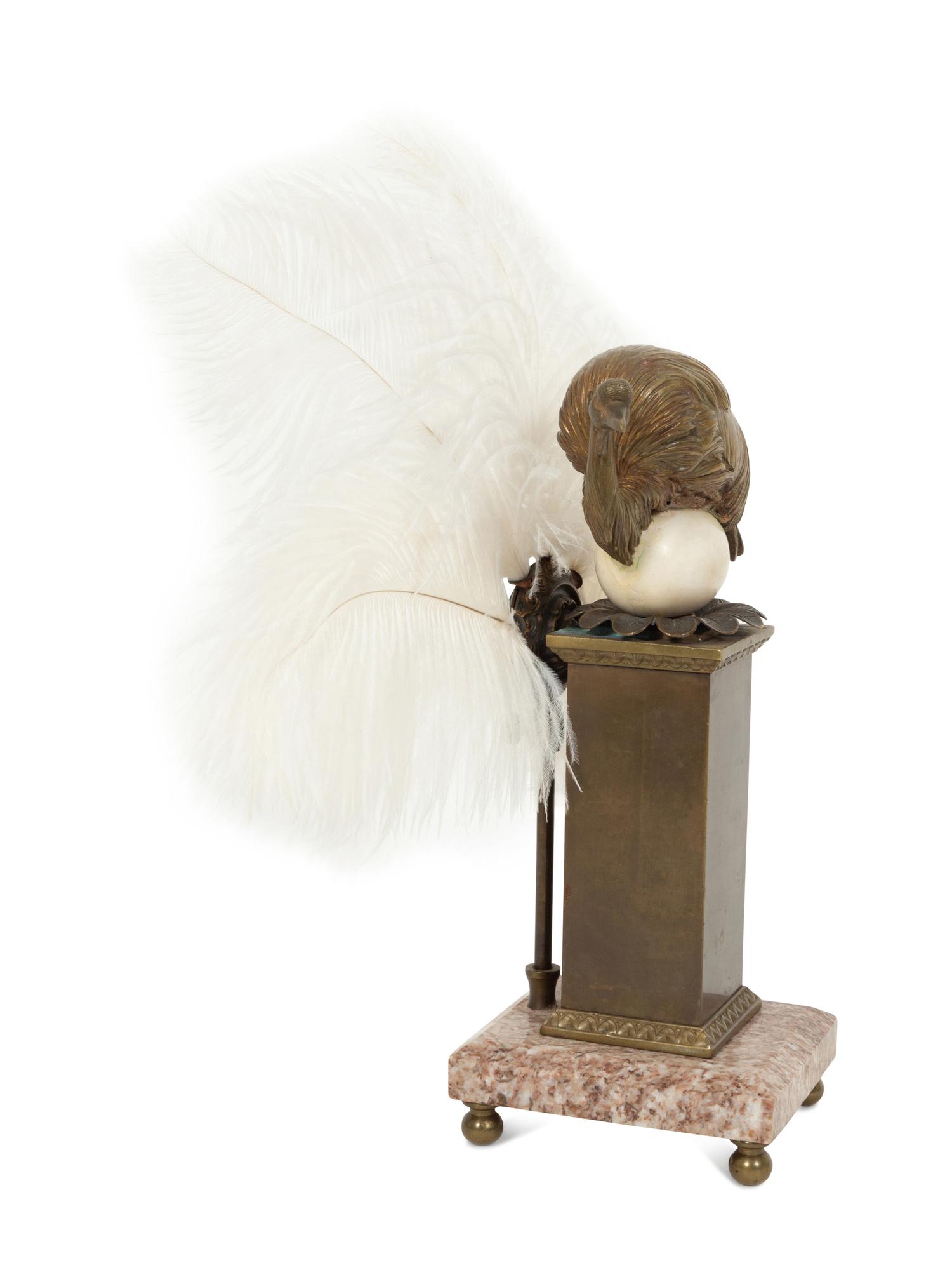 An Anthony Redmile Gilt Bronze Ostrich, Egg and Feather Ornament