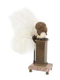 An Anthony Redmile Gilt Bronze Ostrich, Egg and Feather Ornament